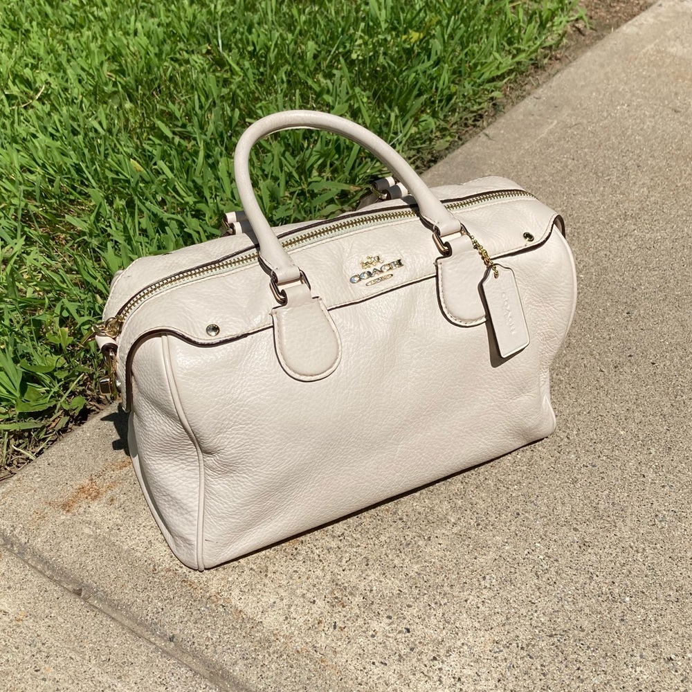 Coach Mini Bennett White Cream Chalk Color Soft Pebbled Leather Satchel Hand Bag - Picture 8 of 17